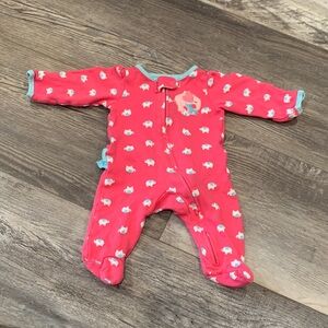 Pink Elephant Print Kids One Piece